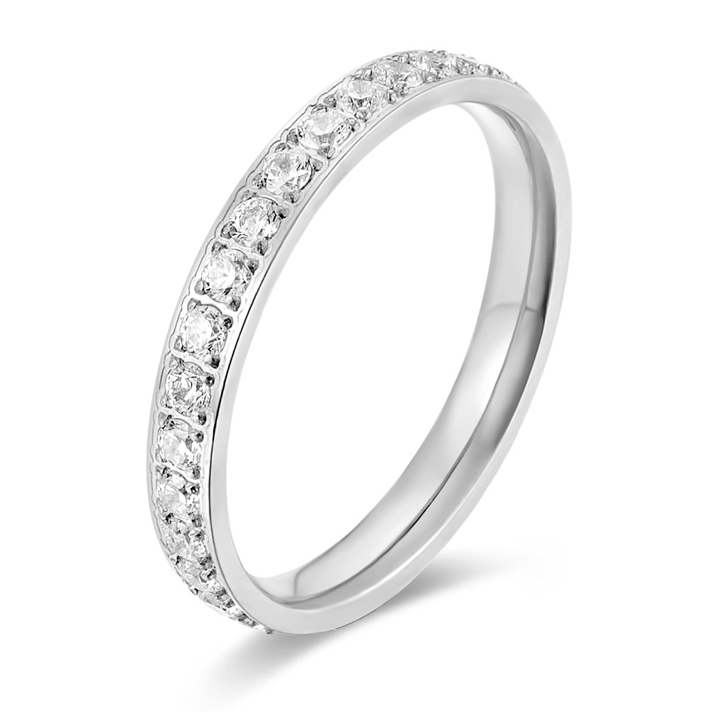 Titan Stahl Fingerring, Titanstahl, plattiert, verschiedene Größen vorhanden & Micro pave Zirkonia & für Frau, keine, 3mm, Größe:5-10, verkauft von PC