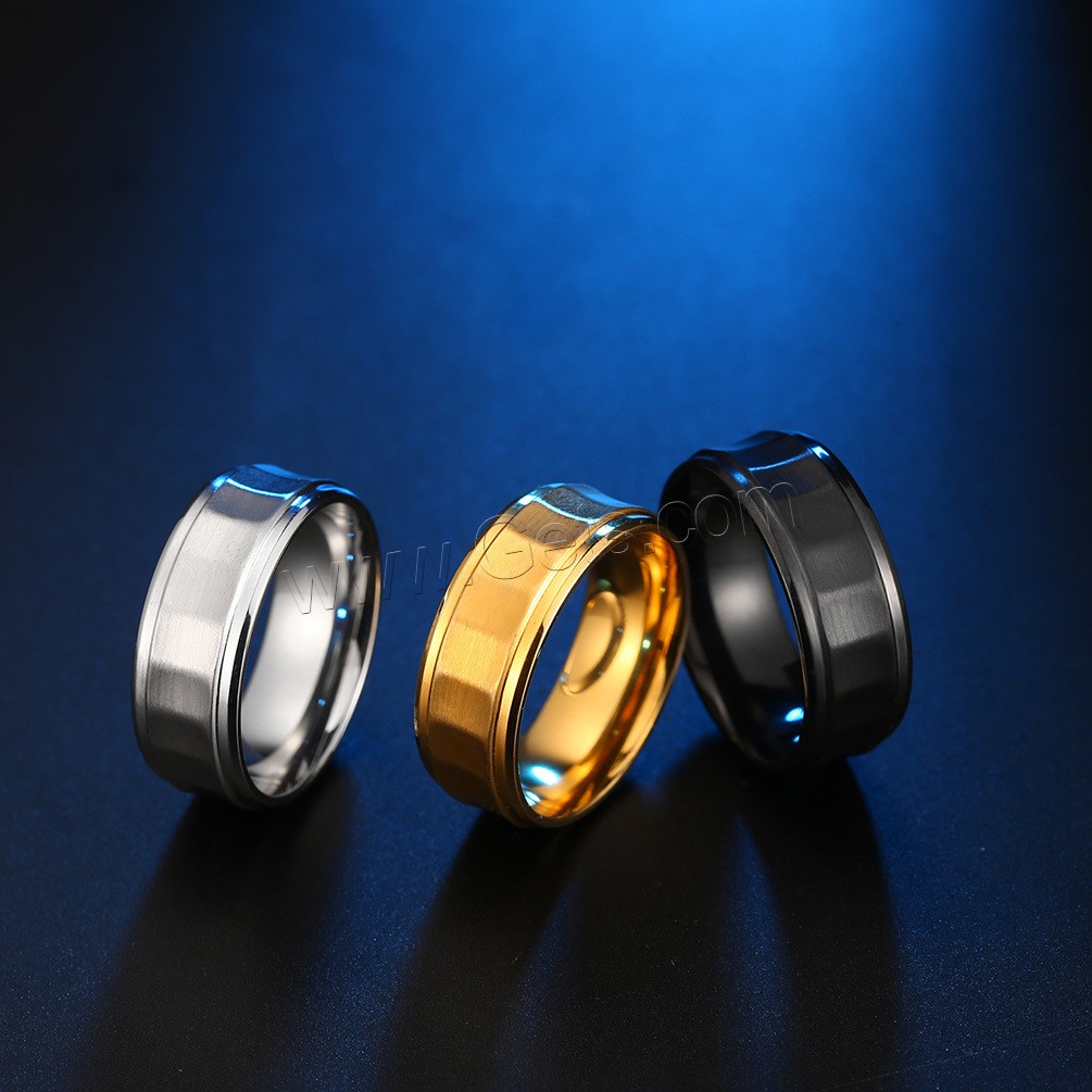 Titan Stahl Fingerring, Titanstahl, plattiert, unisex & verschiedene Größen vorhanden, keine, 8mm, Größe:7-11, verkauft von PC