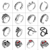 alliage de zinc Cuff Bague, Réglable & styles différents pour le choix & avec strass, couleur originale, Vendu par PC