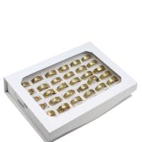 Edelstahl Fingerring, unisex, goldfarben, 8mm, 36PCs/Box, verkauft von Box