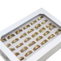 Edelstahl Fingerring, unisex, goldfarben, 2mm, 36PCs/Box, verkauft von Box