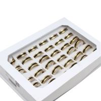 Edelstahl Fingerring, unisex, gemischte Farben, 6mm, 36PCs/Box, verkauft von Box