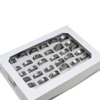 Edelstahl Fingerring, unisex, Silberfarbe, 8mm, 36PCs/Box, verkauft von Box