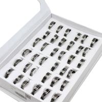 Edelstahl Fingerring, unisex, Silberfarbe, 6mm, 36PCs/Box, verkauft von Box