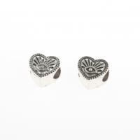 Perles de gros trou en alliage de zinc, coeur, DIY, argent Vendu par PC