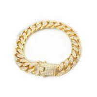 Zinc Alloy Rhinestone Bracelets, plated, Unisex & with rhinestone, 12mm 