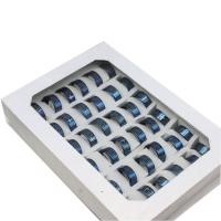 Edelstahl Fingerring, unisex, blau, 8mm, 36PCs/Box, verkauft von Box