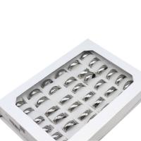 Edelstahl Fingerring, unisex, Silberfarbe, 6mm, 36PCs/Box, verkauft von Box