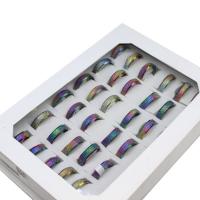 Edelstahl Fingerring, unisex, farbenfroh, 6mm, 36PCs/Box, verkauft von Box