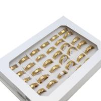 Edelstahl Fingerring, unisex, goldfarben, 6mm, 36PCs/Box, verkauft von Box