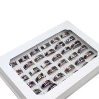 Edelstahl Fingerring, unisex, gemischte Farben, 8mm, 36PCs/Box, verkauft von Box