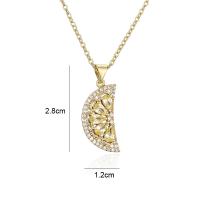 Zirkonia Mikro pflastern Messinghalsketten, Messing, Mond, goldfarben plattiert, Einstellbar & verschiedene Stile für Wahl & Micro pave Zirkonia & für Frau, 12x28mm, Länge:ca. 17.72 ZollInch, verkauft von PC