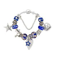 Europa gemischt Kristall Armbänder, Zinklegierung, mit Lampwork, plattiert, unterschiedliche Länge der Wahl & für Frau & Emaille & mit Strass, tiefblau, verkauft von PC