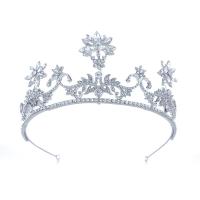 Bridal Tiaras, Zinc Alloy, Crown, platinum color plated, with rhinestone 