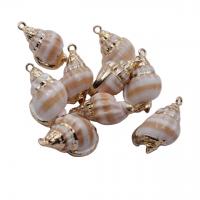 Trompette Shell pendentif en laiton, coquille de trompette, avec laiton, Placage, couleurs mélangées, 10mm, Vendu par PC