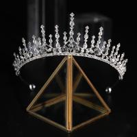 Bridal Tiaras, Zinc Alloy, Crown, silver color plated, with rhinestone 