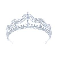 Bridal Tiaras, Zinc Alloy, Crown, silver color plated, with rhinestone 