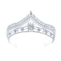 Bridal Tiaras, Zinc Alloy, with Plastic Pearl, Crown, silver color plated, with rhinestone 