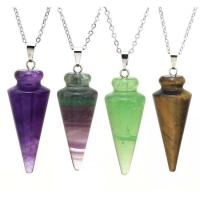 Gemstone Necklaces, Brass, with Gemstone, platinum color plated & Unisex Inch 