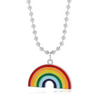 collier d'Émail en alliage Zinc, alliage de zinc, avec 1.97 chaînes de rallonge, Arc en ciel, bijoux de mode & unisexe & émail, couleurs d'arc-en-ciel .93 pouce, Vendu par PC