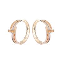 Cubic Zirconia Micro Pave Brass Earring, gold color plated, micro pave cubic zirconia & for woman 