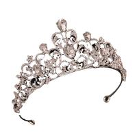 Bridal Tiaras, Zinc Alloy, plated, for woman & with rhinestone, silver color 