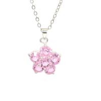 Rhinestone Brass Pendants, Flower, with rhinestone, pink 