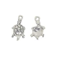 Pendentifs animaux en alliage de zinc, tortue, Placage, argent Vendu par sac