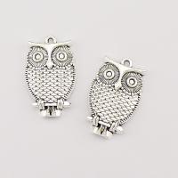 Pendentifs animaux en alliage de zinc, hibou, Placage, argent Vendu par sac