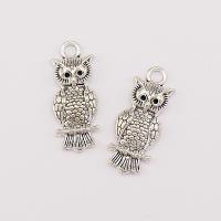 Pendentifs animaux en alliage de zinc, hibou, Placage, argent Vendu par sac