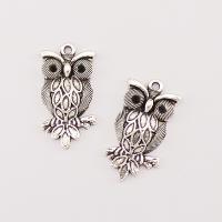 Pendentifs animaux en alliage de zinc, hibou, Placage, argent Vendu par sac