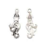 Pendentifs animaux en alliage de zinc, Poulpe, Placage, argent Vendu par sac