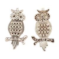 Pendentifs animaux en alliage de zinc, hibou, Placage, argent Vendu par sac