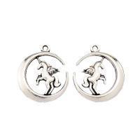 Pendentifs animaux en alliage de zinc, Licorne, Placage, argent Vendu par sac