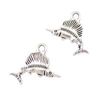 Pendentifs animaux en alliage de zinc, poisson, Placage, argent Vendu par sac