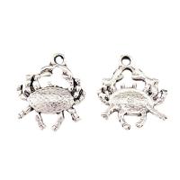 Pendentifs animaux en alliage de zinc, crabe, Placage, argent Vendu par sac