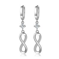 Huggie Hoop Drop Earring, 925 Sterling Silver, Number 8, micro pave cubic zirconia & for woman & hollow 