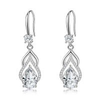 Silver Earring Zircon pavent Sterling, Argent sterling 925, larme, Placage, pavé de micro zircon & pour femme & creux, plus de couleurs à choisir Vendu par paire