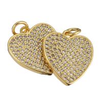 Cubic Zirconia Micro Pave Brass Pendant, Heart, gold color plated, micro pave cubic zirconia Approx 2mm 