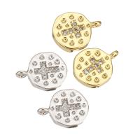 Cubic Zirconia Micro Pave Brass Pendant, Flat Round, plated, micro pave cubic zirconia Approx 0.5mm 