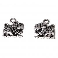 Pendentifs animaux en alliage de zinc, lion, argent, 14mm, Vendu par PC