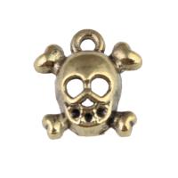 Colgantes de Aleación de Zinc en Forma Calavera, Bricolaje, color de oro antiguo, 14mm, Vendido por UD