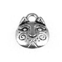 Pendentifs animaux en alliage de zinc, chat, argent, 12mm, Vendu par PC