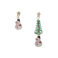 Christmas Earrings, Zinc Alloy, gold color plated, Christmas jewelry & for woman & enamel 