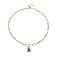 Joyería de la Navidad del collar del suéter, aleación de zinc, chapado en color dorado, Joyas de Navidad & diferentes estilos para la opción & para mujer & esmalte, longitud:aproximado 15.94 Inch, Vendido por Sarta