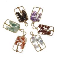 Lebensbaum Anhänger, Messing, mit Edelstein, Quadrat, keine, 42x22mm, 5PCs/Tasche, verkauft von Tasche