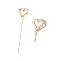 clip de bijou en argent fin, Argent sterling 925, coeur, Placage, DIY & styles différents pour le choix & avec strass, Vendu par PC