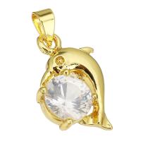 Cubic Zirconia Micro Pave Brass Pendant, gold color plated, micro pave cubic zirconia Approx 4mm 