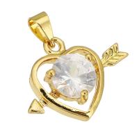 Cubic Zirconia Micro Pave Brass Pendant, gold color plated, micro pave cubic zirconia & hollow 