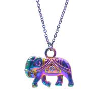 Pendentifs animaux en alliage de zinc, éléphant, Placage coloré, bijoux de mode, multicolore Vendu par PC